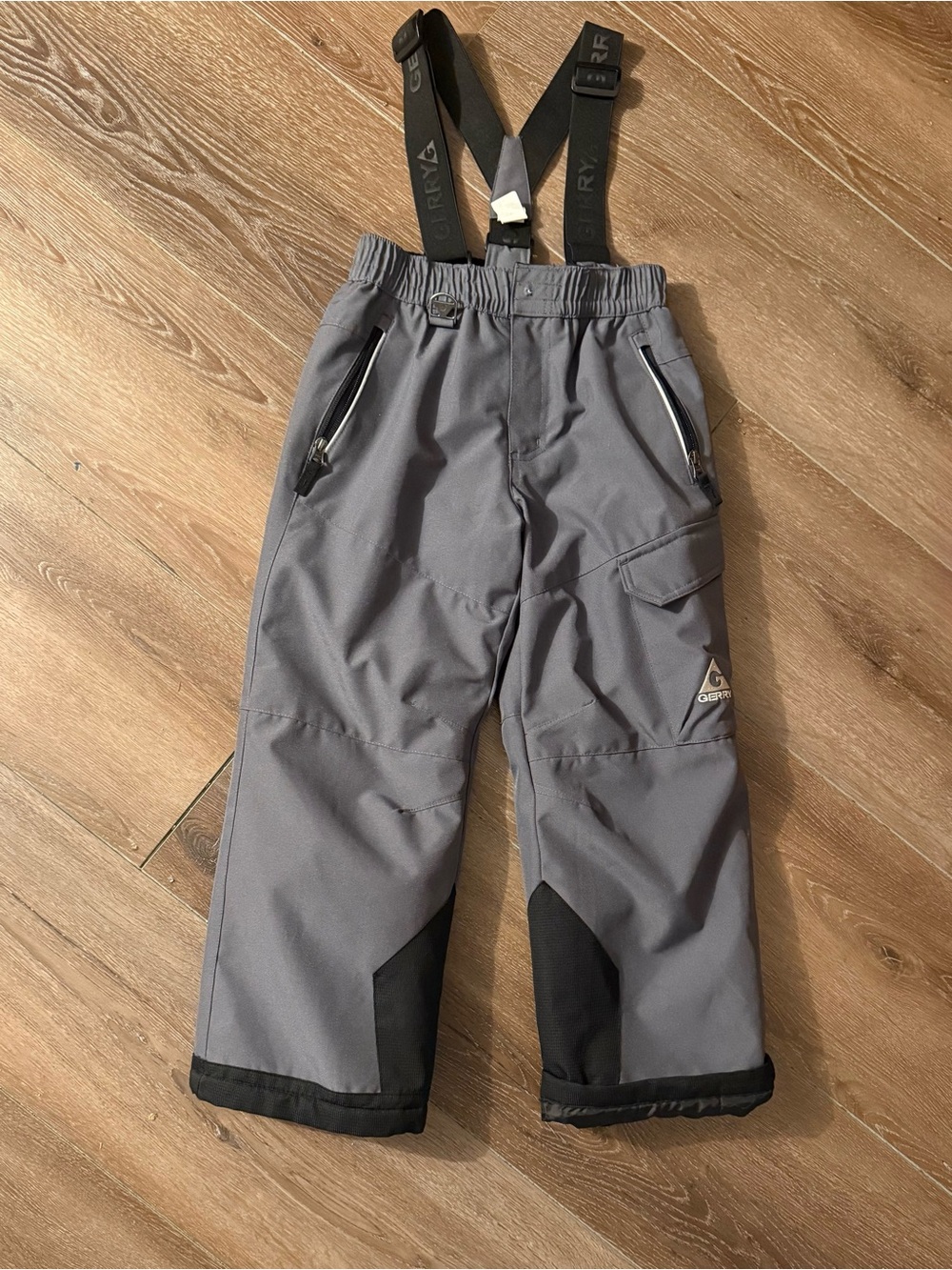 GERRY Gray Kids Snow Overalls with Black Suspenders
